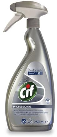 Cif Pro Formula Edelstahlreiniger für Theken und Küchen. Parfümfrei für Gastronomie und Lebensmittelbereiche, professionelle Formulierung, 6 x 750ml