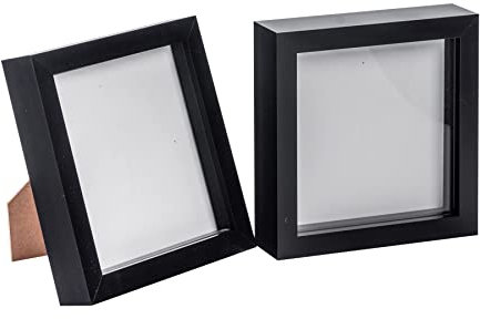 Nicola Spring 3D Shadow Box Photo Frames - 6 x 6 (15 x 15cm) - Pack of 2 - Black 3D Photo Frame 3D Box Picture Frame Box Memorabilia Display Case for Crafts, Keepsakes, Wedding, Graduation