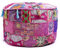 Aakriti Indian Pouf Fußhocker mit Stickerei Pouf, indische Baumwolle, Pouffe osmanischen Pouf Cover mit ethnischem Dekor Kunst - Cover (Pink, 46x33 cms)