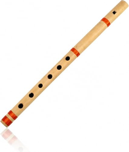 Unique Birthday Gift Ideas 14 Inch Authentic Indian Wooden Bamboo Flute in 'B' Key Fipple Woodwind Musical Instrument Recorder Traditional Bansuri Hand Crafted Novelty Gifts Him Her Kids