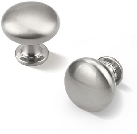 Knobonly 5 Pack Solid Drawer Dresser Knobs, Satin Nickel Finish Kitchen Cupboard Cabinet Drawer Pulls and Knobs, Zinc Alloy Durable Brushed Nickel Finish