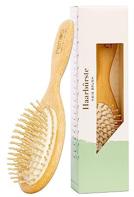 REMOS pneumatische Haarbürste breit mit Holzstiften aus Buchenholz -volles Haar