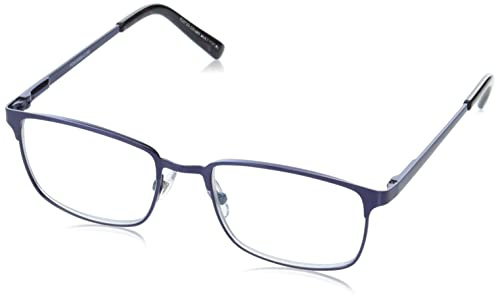Foster Grant Men's Braydon Multifocus Rectangular Reading Glasses, Matte Navy Blue/Transparent, 54 mm + 2.75