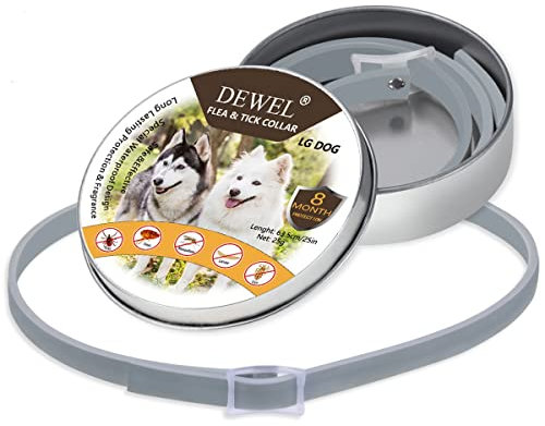 DEWEL 63,5cm Hundehalsbänder gegen Ungeziefer, Verstellbar Zecken Halsband für Hunde und Katze Wasserdicht Hund Flohhalsband
