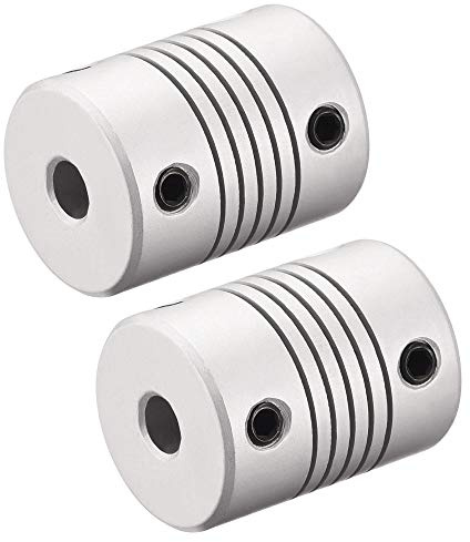 sourcing map - Raccordo flessibile per albero in lega di alluminio, 5 mm a 9 mm, giunto per motore L25 x D19, colore: Argento, 2 pezzi