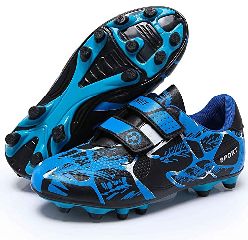 Hanani Boys Football Boots Kids Girls FG/AG Soccer Athletics Sport Shoes Training Running Shoes Teenager Indoor Outdoor Blue 1 UK