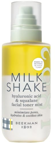 Beekman 1802 Milk Shake Hydrating Face Mist – Setting Spray & Milky Toner with Hyaluronic Acid & Squalane – Facial Toner & Face Spray – Lightweight Hydration, Minimizes Pores, Fragrance Free 8.1 Fl Oz
