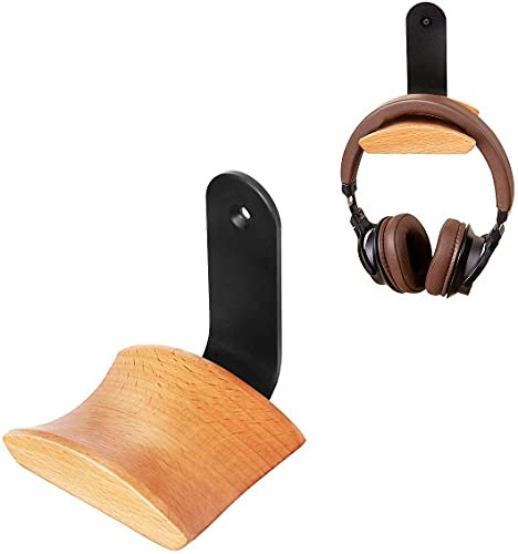 Jichenfang Headset Halterung halter mit 6cm Breiter Kopfstütze aus Buche,Kopfhörer Ständer mit 3M Klebeband und Schraube Headphone Holder für Over Ear und Gaming, Geeignet für Tisch,Vitrine