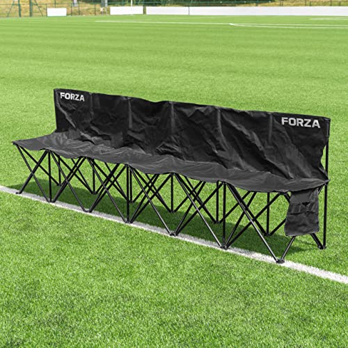 FORZA Portable Aluminium Team Benches - 4, 6 & 8 Seat Benches Available | Folding Chairs for Subs (Without Team Shelter, 6 - Seater Pro)