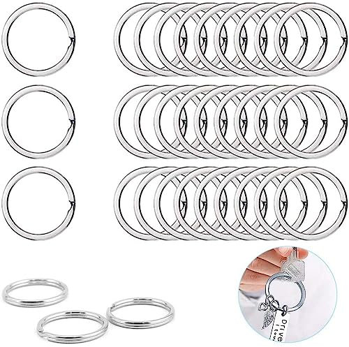 100 Stück Schlüsselringe Flach 25mm Schlüsselring,Schlüsselringe Edelstahl,Flache Schlüsselanhänger Ringe für Hausschlüsseln,Schlüsselanhänger-Ring-Clips,DIY, Schlüsselanhänger