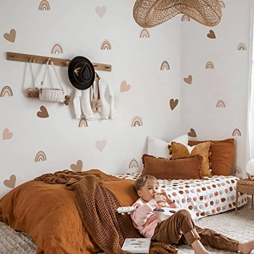 Neukids 72 st boho regnbåge hjärta väggtatuering, regnbåge hjärta väggklistermärken barn, vardagsrum sovrum babyrum barnrum flickrum dekoration