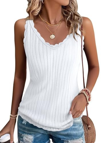 Gyabnw Débardeur Femme Chic et Sexy Tricoté Top sans Manches Col en V Gilet Elégant Décontractée Hauts d'extérieur Vêtement Femme D'Ete