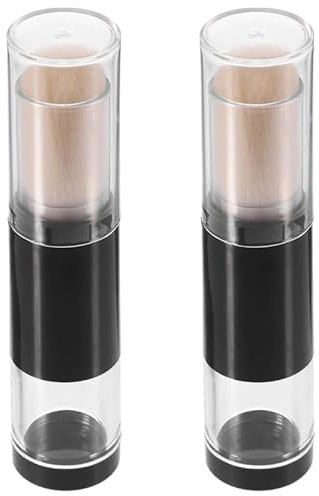 Healeved Lot de 2 pinceaux à poudre rechargeables - Pinceau à poudre pressé rétractable avec flacon de rechargeable - Pinceau à rousser de voyage avec flacon e