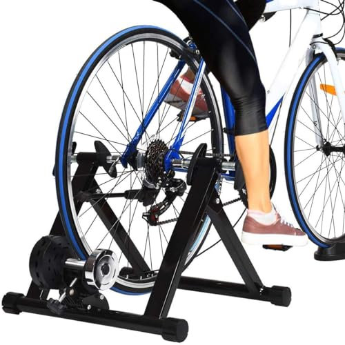 Rodillo De Entrenamiento For Bicicletas De 26-28 Pulgadas, Bicicleta Estática Plegable, Cargable hasta 150 Kg, Acero, Incl. Soporte Rueda Delantera, Sin Resistencia Magnética