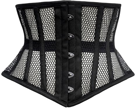 Dewans - Corsé de malla con varillas de acero para mujer, corsé de malla para debajo del busto, Negro, 7XL
