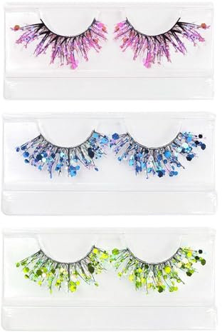 3 Pares De Pestañas Postizas De Lentejuelas, Creativas Y De Moda, Las Espesas Pestañas Brillantes Y Brillantes De Las Mujeres, Los Accesorios De Belleza De La Ropa.