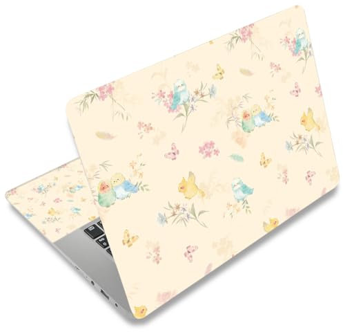 Mibbxea 15–15,6 tums vinyl laptop skin klistermärke, återanvändbara laptop-klistermärken för 13 13,3 14 15,4 tums netbooks, dekorativa, reptåliga, vattentäta, dammtäta (081 fåglar)