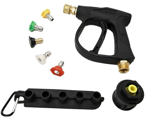 N&A&M.E Pistolet de nettoyage haute pression 4000 PSI avec 5 embouts de buse d'eau, pistolet de nettoyage pour voiture M22 14 mm connecteur de tuyau en cuivre et connecteur rapide Karcher