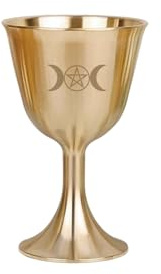 loyimioo Tasse à calice rituelle antique en laiton pour la sorcellerie, l'autel, la lecture de tarot et les espaces spirituels (trois phases lune)