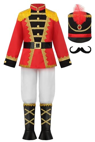 ReliBeauty Costume Casse-Noisette pour Garçons, Uniforme Soldat de Plomb avec Chapeau et Jambières Noël Carnival, 100
