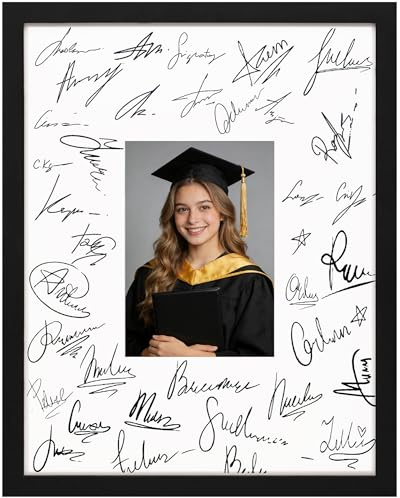 eletecpro 11x14 Signable Picture Frame with Clear Acrylic Cover, Signature Photo Frame with Mat Display 5x7 Photo for Tabletop or Wall, Wedding Guest Book Alternative, Graduation Decoration, Black
