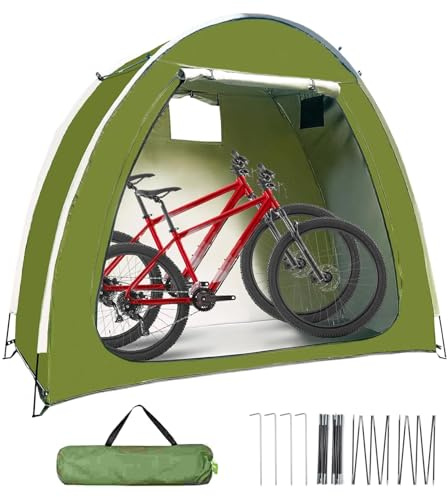 Bike Storage Tent - Weatherproof Bicycle Cover, Double Entry Zipper Door,uv Protection Bike Shed With Ventilated Window & Inner Pocket - For Outdoor 1-4 Bikes Small Motorcycles Garden Tools