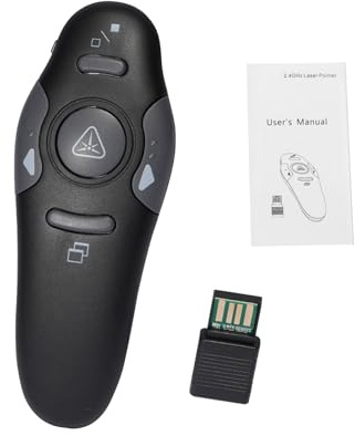 Matybobe Presenter Wireless Presentatore Remoto Clicker per Presentazioni Presenter Clicker Puntatore Rosso da 2,4 GHz Portata di Controllo di 98 Piedi Girapagina Plug and Play Po