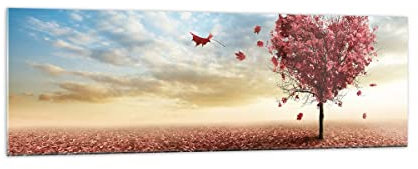 Quadro su Vetro 160x50cm Stampe da Parete in Vetro Astrazione autunno albero foglia Grandi XXL Decorazione Murale Camera da Letto 1 pezzo Quadri Moderni Soggiorno Immagini Wall Art GAB160x50-2609