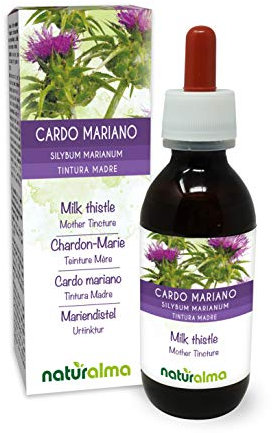 Mariendistel (Silybum marianum) Kraut und Früchte Alkoholfreier Urtinktur Naturalma - Flüssig-Extrakt Tropfen 120 ml - Nahrungsergänzungsmittel - Veganer