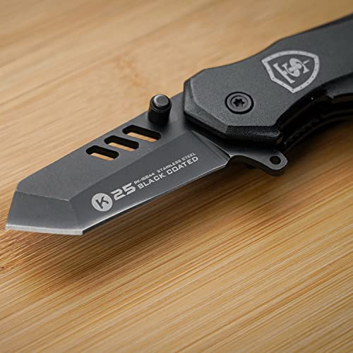 TS Tactical Store Mini couteau SAMOURAI 5cm | Couteau pliant Couteau en acier inoxydable Premium 7C13MoV avec sécurité pour le camping, pique-nique, chasse (noir) 18644