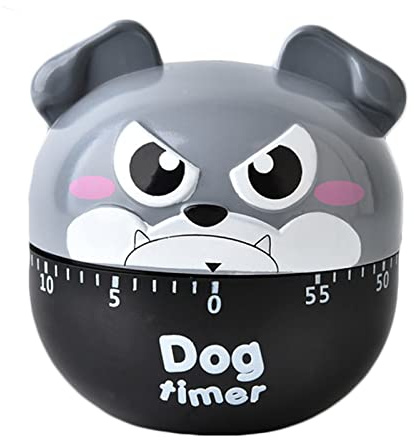 Mekanisk kökstimer, rolig timer, manuell timer, för att påminna om bakning och matlagning (grå valpar)