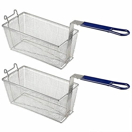 Reldor Heavy Duty Commercial Chip Fryer Basket with Handle— 1 Chips Frying Basket for Fish, Chicken, French Fries, Deep Fat Frying—Ideal for Takeaway, Restaurant, & Catering Kitchen 34 x 16.5 x 15 cm