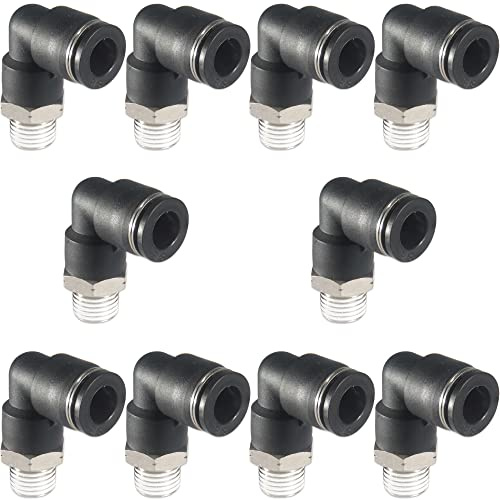 MSAEIQUN 1/4 Air hose fittings, Air fittings Male Elbow 1/4 Inch Tube OD x 1/8 NPT Thread Push to Connect Fitting, PL-1/4-N1 (Pack of 10) (1/4-1/8)