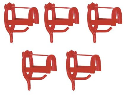Brama West 5 Stück Trensenhalter Pferd - mit Zusatzhaken - zum Aufhängen von Trensen Halfter Kandare - Kunststoff - Rot