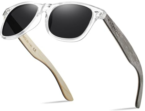 KITHDIA Herren und Damen Dunkler Walnuss/Zebra Holz Tempel Sonnenbrille Polarisiert S5505