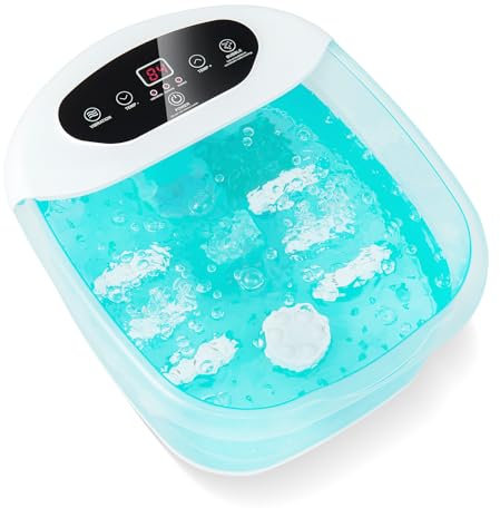 HOMASIS 500W Fußmassagegerät elektrisch, Fußbad mit Wassermassagefunktion, Fussbad mit Heißluftblasen, Fußbadewanne mit Temperaturregelung 35-46°C & Timer 1 Stunde (Eisblau)