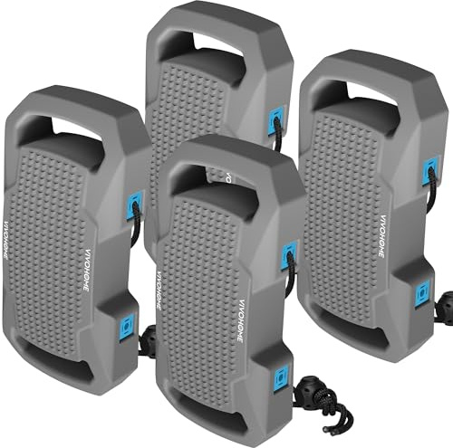 VIVOHOME EVA Boat Fenders 4 Pack for Docking, Boat Bumpers with Nylon Rope, and Fixed Lock Fit for Yachts, Sailing Dinghies, Bass Boats, Gray