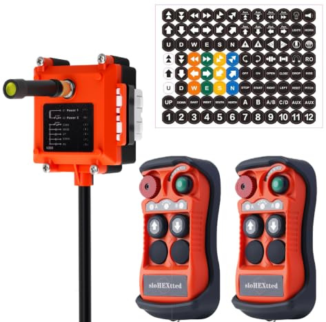 sloHEXtted Q200 Ultra Mando Inalámbrico Industrial Grúa 12-24V | Mando inalámbrico 2 botones toldo elevador camión polipasto cabrestante grúa puente control remoto elevación