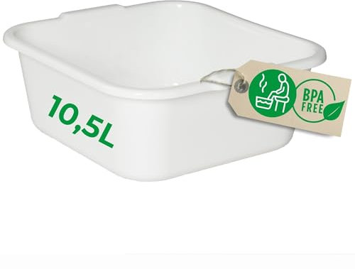Novaliv Spülschüssel eckig 10,5L, 34x34 cm, Weiß, BPA-frei Spülmaschinenfest Ideal für Küche und Camping, Wanne, Große Plastikschüssel, Waschschüssel eckig, Waschwanne, Abwaschschüssel
