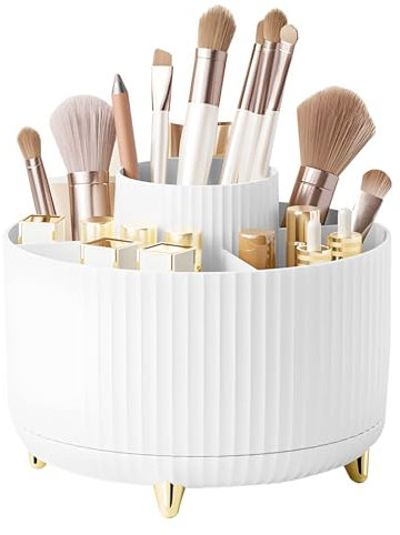 Maxentico Organizer Trucchi, Make Up Portatrucchi Organizzatore Rotante a 360°, Grande Skincare Porta Trucchi Pennelli da Trucco Contenitori, Bagno Makeup Contenitore Girevole Cosmetici