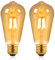 Ampoule LED Edison Vintage, ST64 Blanc Chaud 2700K, 220V, 6W, Équivalent a 60W, Non Dimmable, Filament a vis E27 Ambre, Convient Pour Café Librairie, Lustre de Chambre, 2 Pack