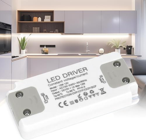 KSIBNW Transformador 220V a 12V, 12W 1A LED Driver Ultra Fino Transformador Voltaje Constante Fuente Alimentación AC 220V a DC 12V Baja Tensión Controlador Adaptador para LED Tira Bombillas