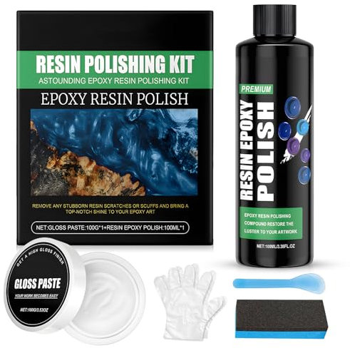 Pasta Abrasiva lucidante Lucidante per Resina Epossidica, Polish, Contiene Brillantante e Utensili, Adatti per Mobili Tavoli in Resina Epossidica Vetro Acrilico