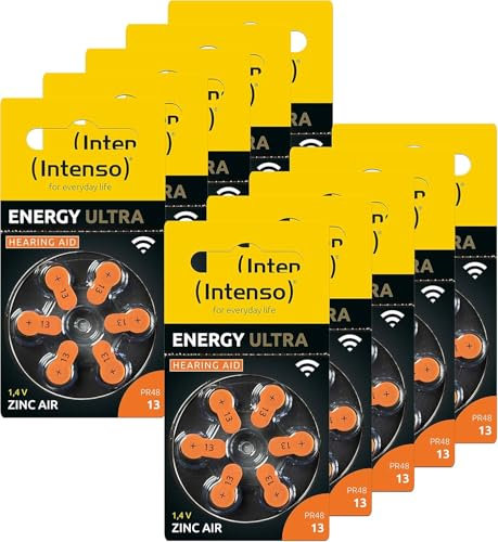 60 Intenso Energy Ultra Typ 13 Zink-Luft Hörgerätebatterien im 6er Blister MHD 03/2026