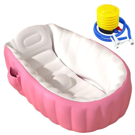 WJnflQN Travel Bathtub, Inflatable Bath with Foot Pump, Foldable Shower Trough, Care Must for Home, Hotel, Outdoor, Travel