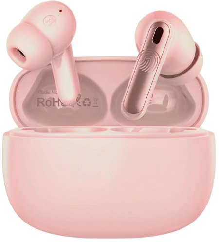 SPORTS EARBUDS Écouteurs sans Fil Bluetooth 5.4 avec réduction de Bruit,3D Stéréo HiFi, Oreillette Bluetooth sans Fil, IPX7 Écouteurs Étanches Sportif (Couleur Rose)