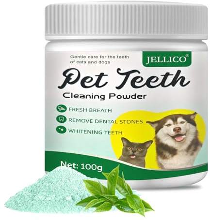 100g Cura Dei Denti Polvere Cane E Gatti, Pulizia Denti Polvere, Animali Domestici per La Pulizia Cura Dei Denti, Riduce De Alito Cattivo, Alito Fresco, Per l'igiene Orale Di Animale