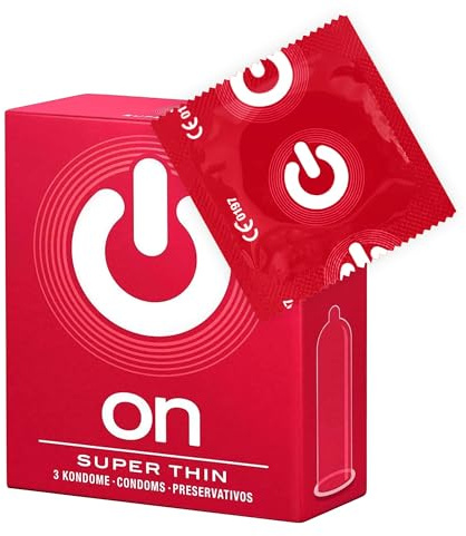 ON) Preservativi Super Sottili | 54 mm di larghezza | Pacchetto da 3 | premium ultra sottili | Spessore parete extra sottile 0,055 mm