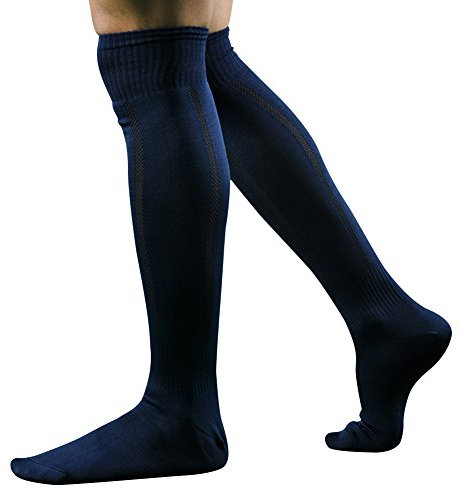 Eleery Herren Fussball Stutzen Stutzenstrümpfe Trainingssocken (Dunkelblau)