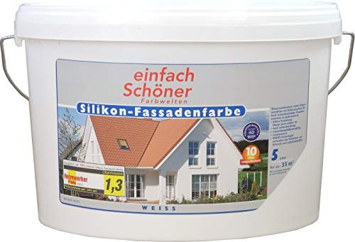 5L Einfach Schöner Silikon Fassadenfarbe weiß Wand matt Außenfarbe Farbe außen